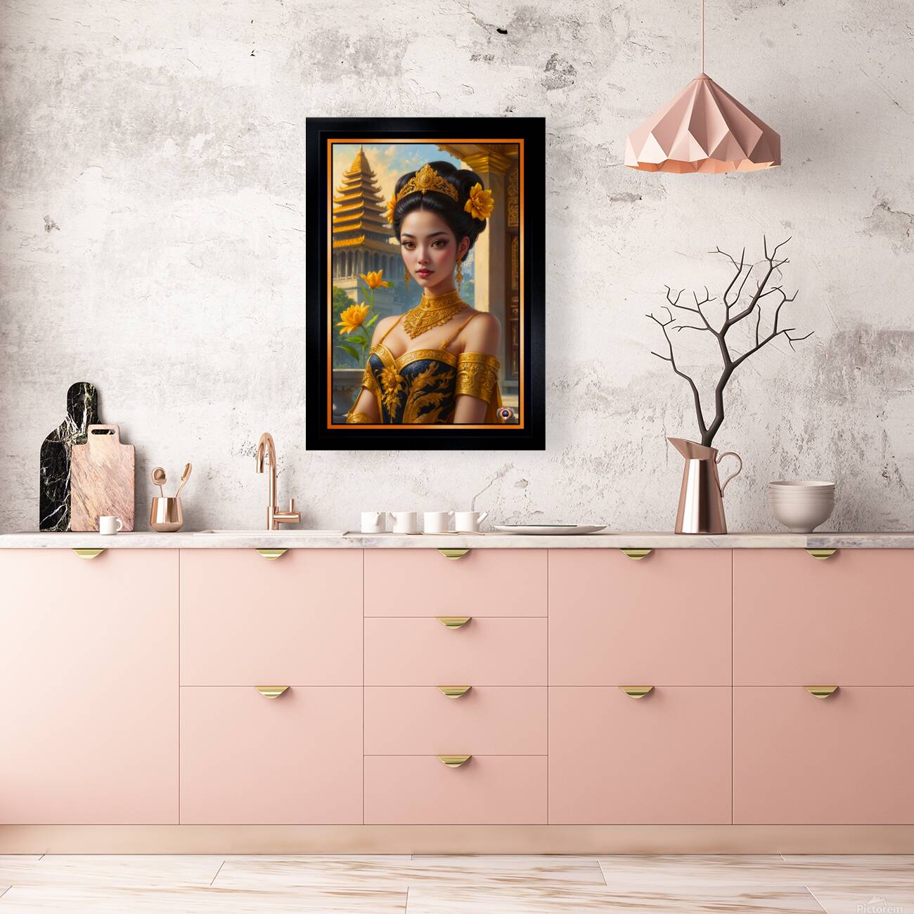 Gilded Portrait Of Lady Anya In The Ancient Temple Of Ossron Mesmerizing AI Concept Art by Xzendor7 Reproduction