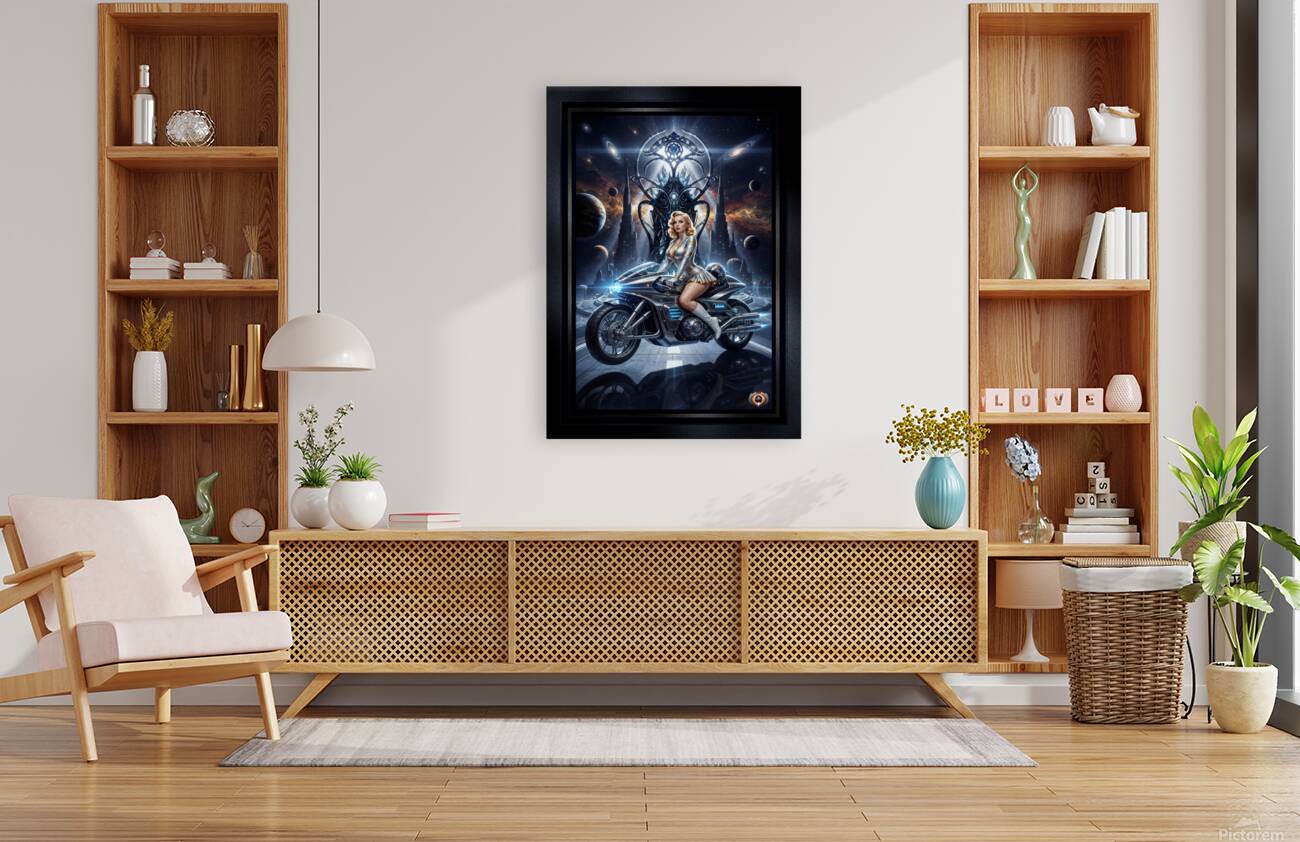 Cosmic Rider Lysandra Valtor Atop Aethelion Spire Mesmerizing AI Concept Art by Xzendor7 Reproduction