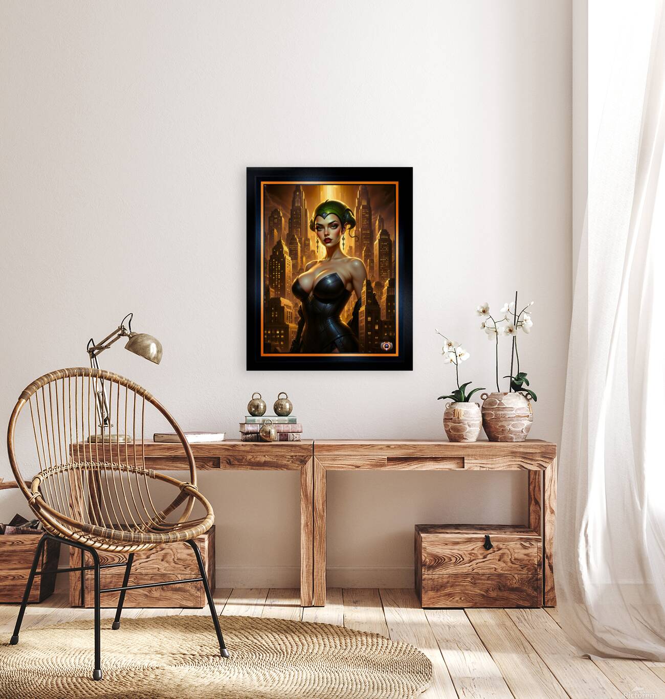 A Golden City Guardian Portrait Of Urbana Mirel Gorgeous AI Concept Art by Xzendor7 Reproduction