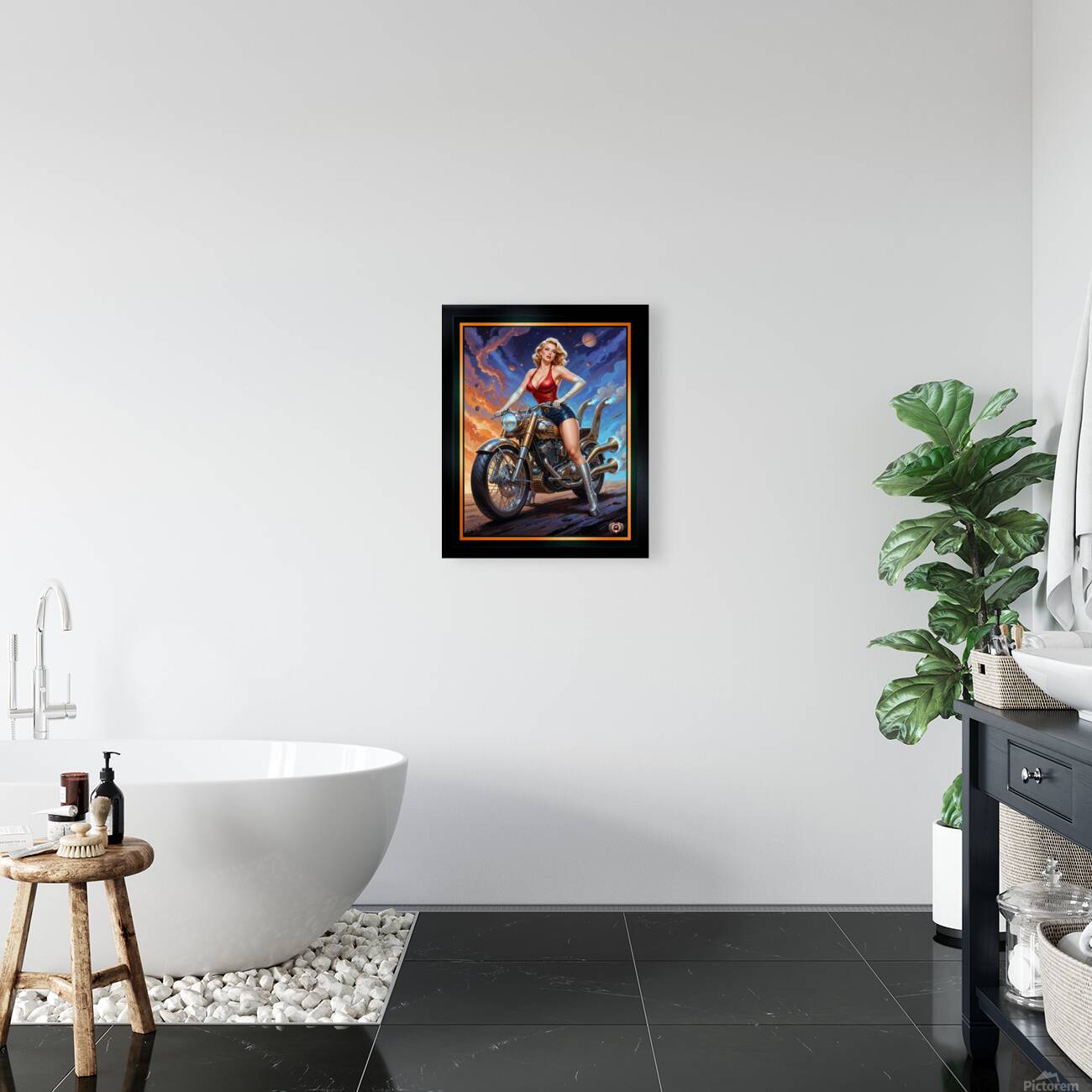 The Cosmic Pin-Up Chalyn Slavina On Her Stellarion Cycle Striking AI Concept Art by Xzendor7 Reproduction