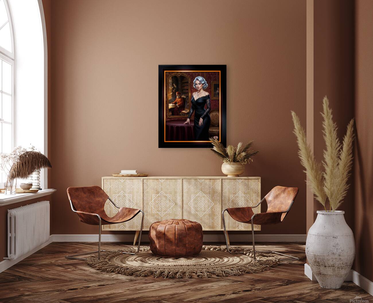 Feminine Poise Of Zyrina Cinara In A Baroque Interior Gorgeous AI Concept Art by Xzendor7 Reproduction