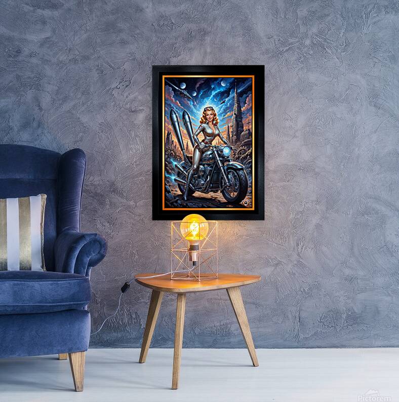 Sci-Fi Pin-Up Portrait Of Ariana Rossi On Her Stellar Racer Mesmerizing AI Concept Art by Xzendor7 Reproduction