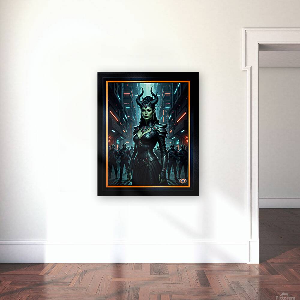 Vaelthra Vornis Leads Her Iron Fangs Through Thorenbah Striking AI Concept Art by Xzendor7 Reproduction