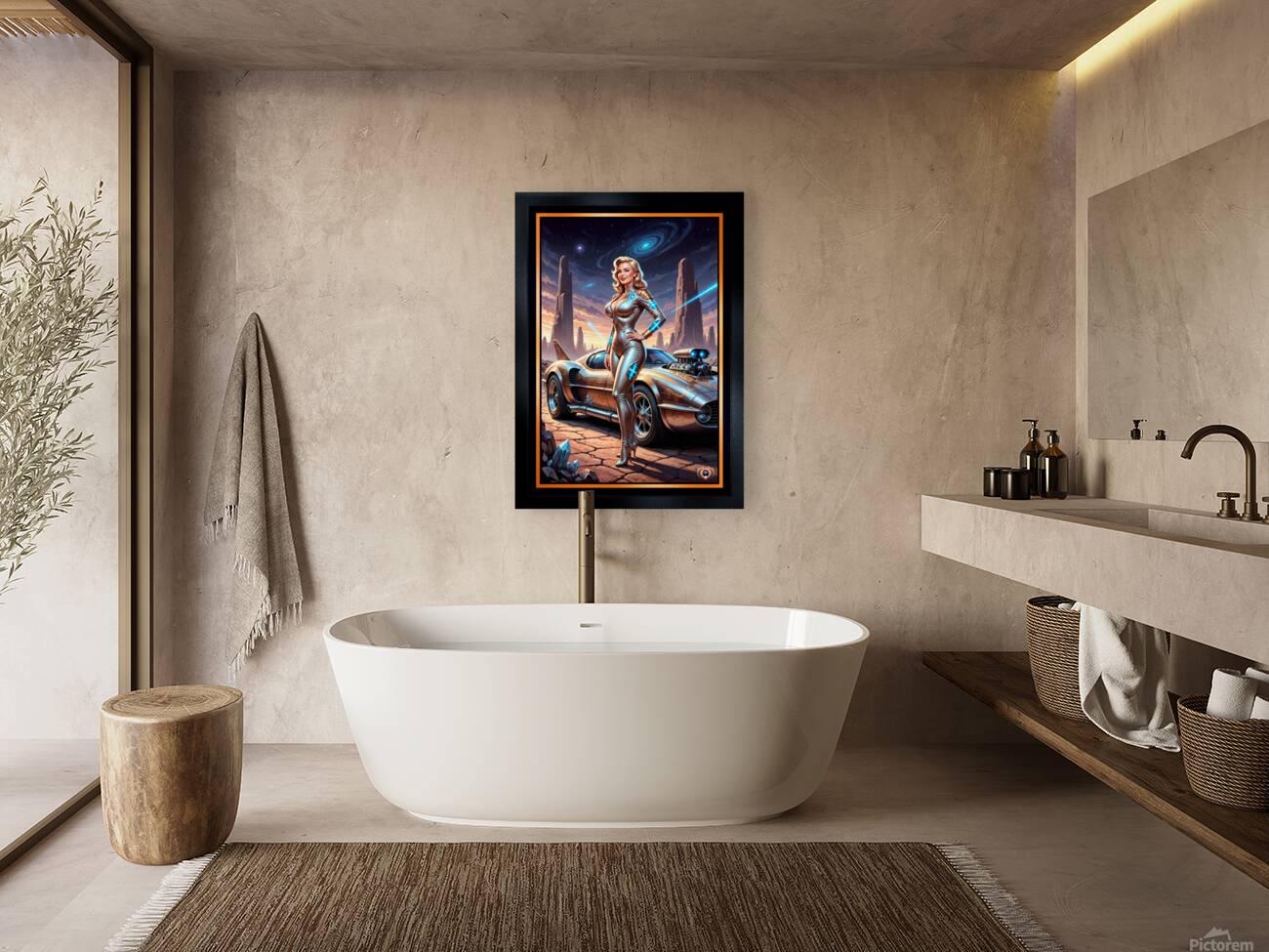 Retro-Futuristic Portrait Of Suralia Valdis By Telivus Cruiser Striking AI Concept Art by Xzendor7 Reproduction