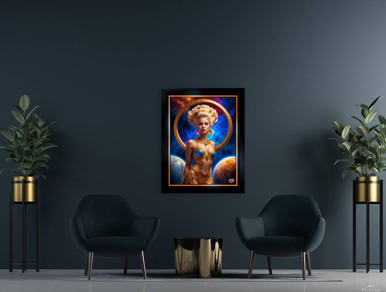 Celestial Sovereign Seraphia Solis Empress Of The Stars Mesmerizing AI Concept Art by Xzendor7 Reproduction