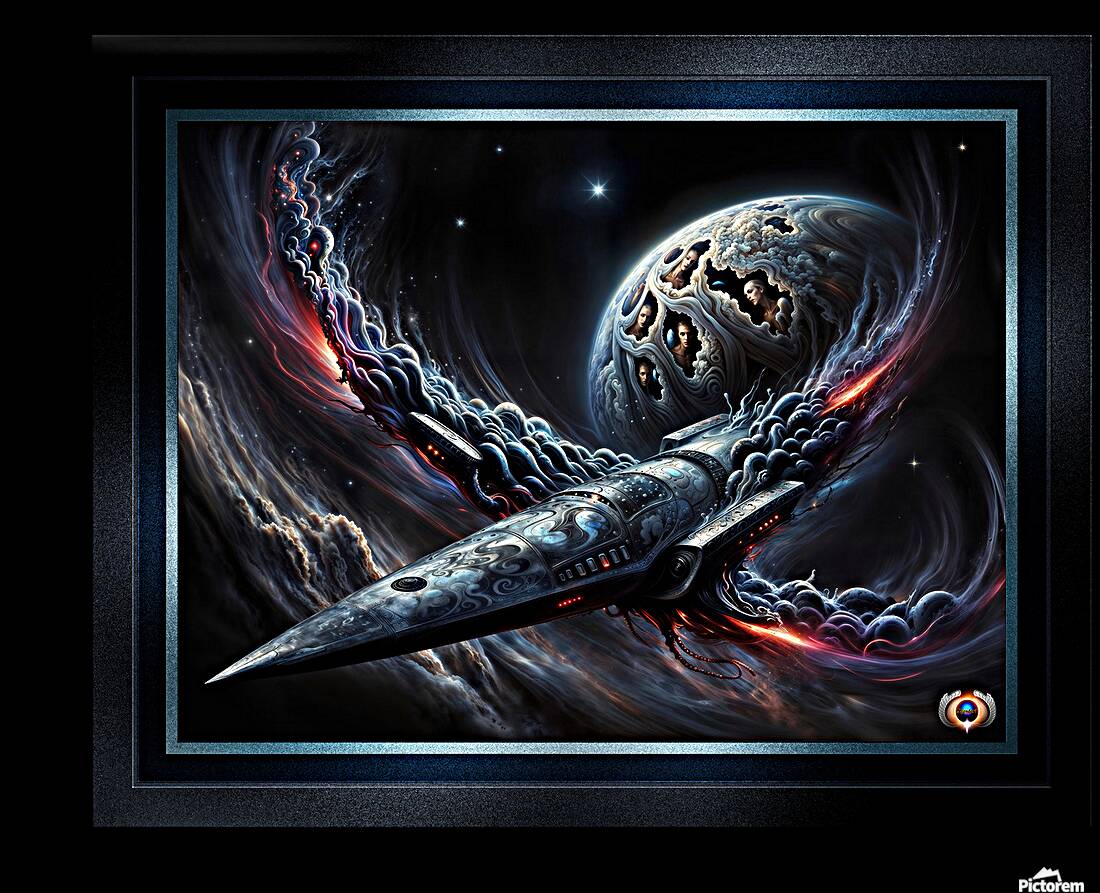 Starship Paradin Vorn Astral Assimilation Visionary Art Mesmerizing AI Concept Art by Xzendor7 Reproduction