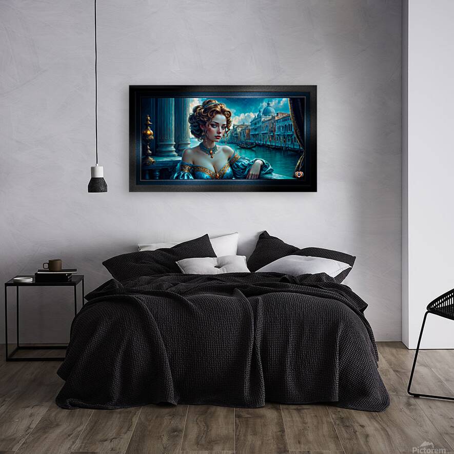 Serenissima Portrait Of Venetian Beauty Isolara Bellarosa Gorgeous AI Concept Art by Xzendor7 Reproduction