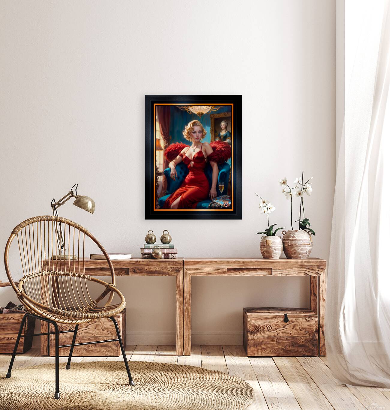 Portrait of Elara Hochberg Within Interior Antique Setting Stunning AI Concept Art by Xzendor7 Reproduction