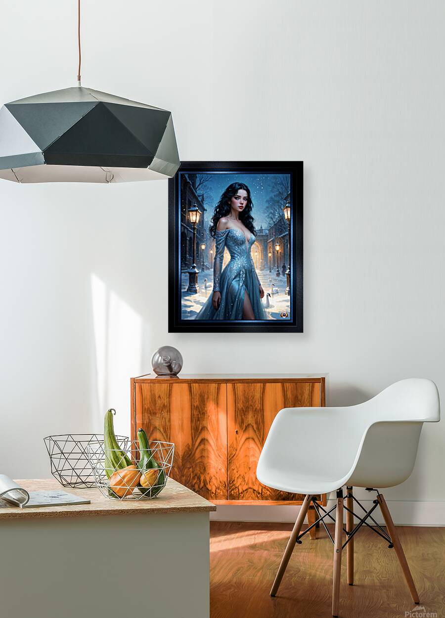 Danya Lunari Winter Courtyard Fantasy Portrait Elegant AI Concept Art by Xzendor7 Reproduction