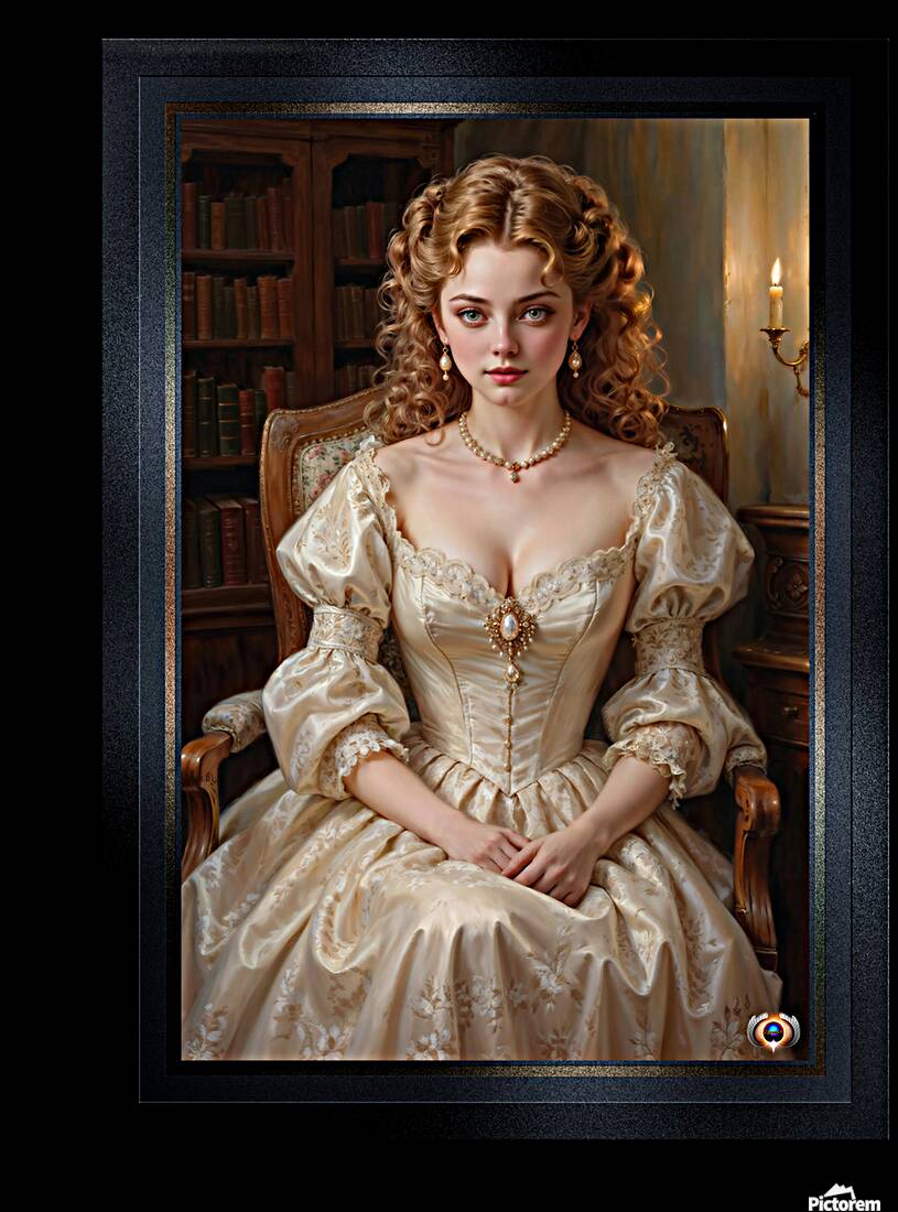 Portrait Of Elenora Davenham In A Candlelit Library Captivating AI Concept Art by Xzendor7 Reproduction