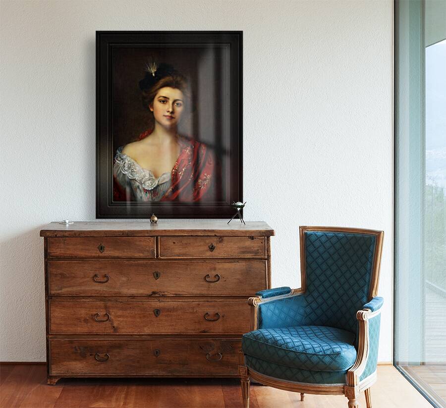 Woman In A Red Embroidered Shawl by Albert Lynch Classical Fine Art Reproduction Reproduction