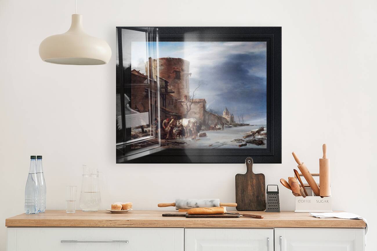 The City Wall of Haarlem in the Winter by Nicolaes Pieterszoon Berchem Remastered Xzendor7 Classical Fine Art Old Masters Reproductions Reproduction