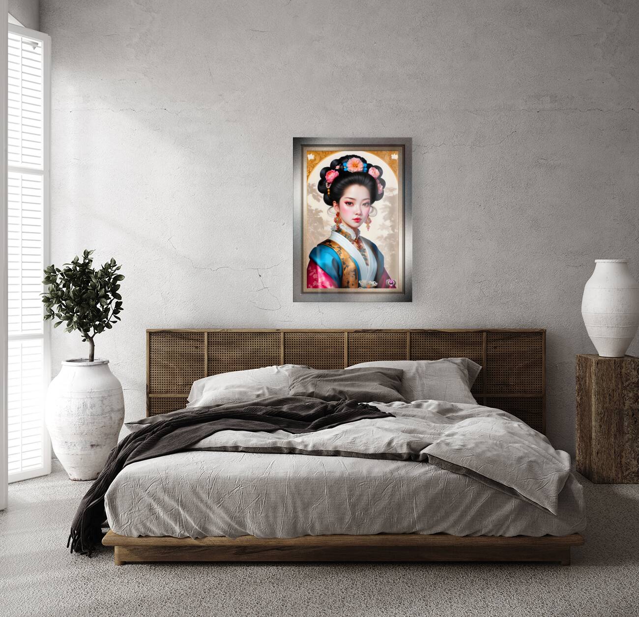 Portrait Of An Elegant Japanese Young Lady Gorgeous AI Concept Art by Xzendor7 Reproduction