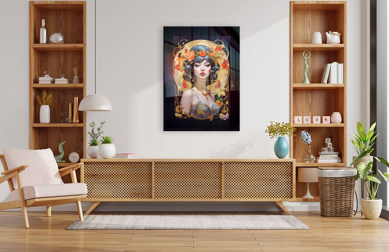 Seeing Past The Future Pop Surrealism Beauty Captivating Portrait Illustraion AI Concept Art by Xzendor7 Reproduction