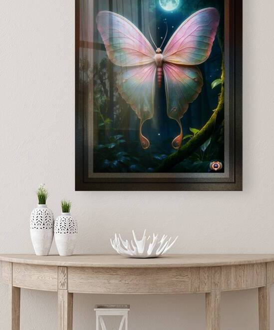 An Enchanting Chinese Moon Moth In The Night Forest Beautiful AI Concept Art by Xzendor7 by xzendor7
