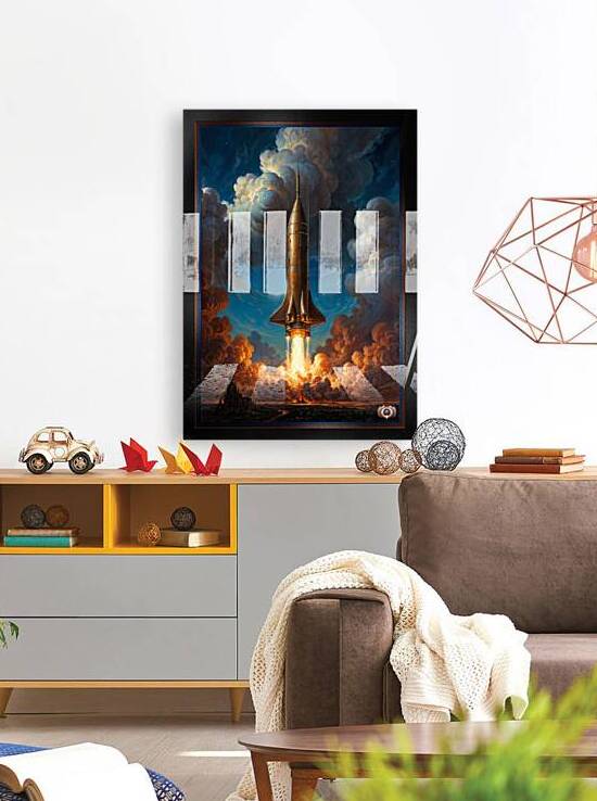 A Breathtaking Retro Fusion Rocket Launch Into Cloudy Sunset Sky Mesmerizing AI Concept Art by Xzendor7 by xzendor7