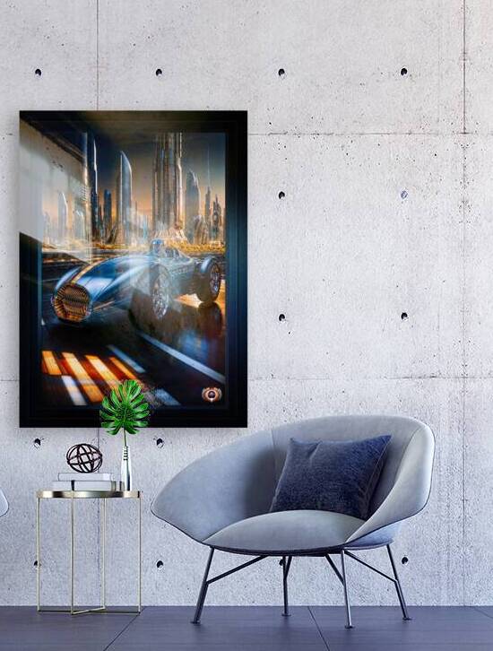 Blue Magnum Gold Star Racer Amidst A Futuristic Cityscape Astonishing AI Concept Art by Xzendor7 by xzendor7