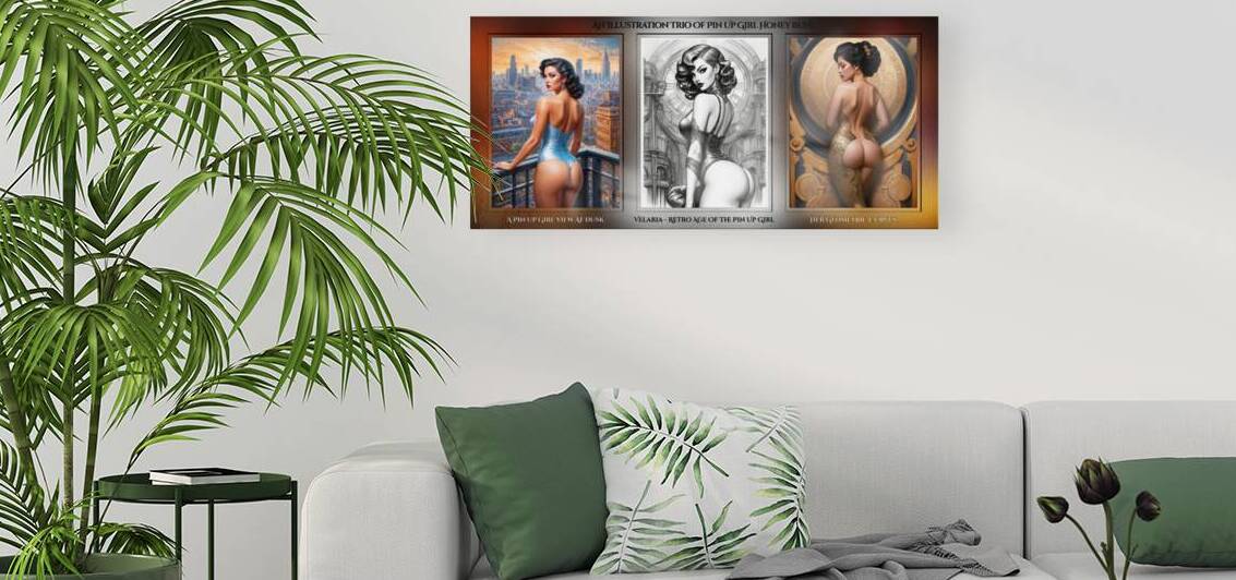 An Illustration Trio Of Pin Up Girl Honey Buns Mesmerizing AI Concept Art by Xzendor7 by xzendor7