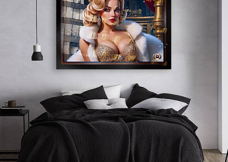 A Stunning Elegant Blonde In A Gold Gown and White Mink Fur Mesmerizing AI Concept Art by Xzendor7 by xzendor7
