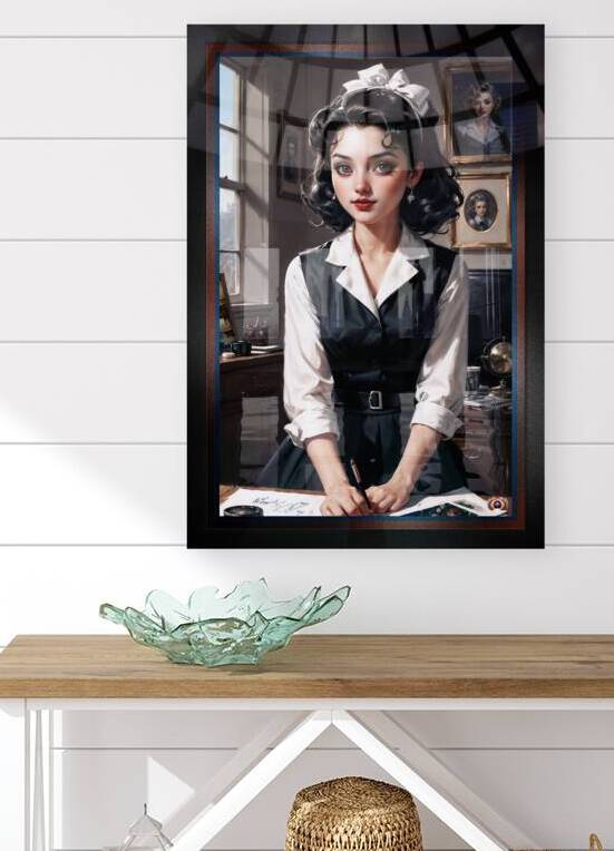 An Elegant Young Woman In A Vintage Office Setting Captivating AI Concept Art by Xzendor7 by xzendor7