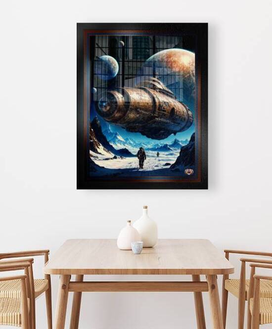 The Haivous A Futuristic Interstellar Spacecraft Hovers Over An Alien Planet Awe-inspiring AI Concept Art by Xzendor7 by xzendor7