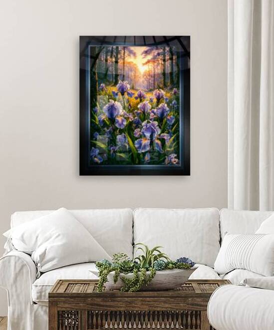 Enchanting Forest Floral Blooms Of Irises At Dawn Enchanting AI Concept Art by Xzendor7 by xzendor7