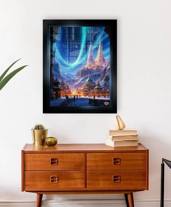 Ethereal Aurora Over The Temple of Argrath Mountain Cityscape Enchanting AI Concept Art by Xzendor7 by xzendor7