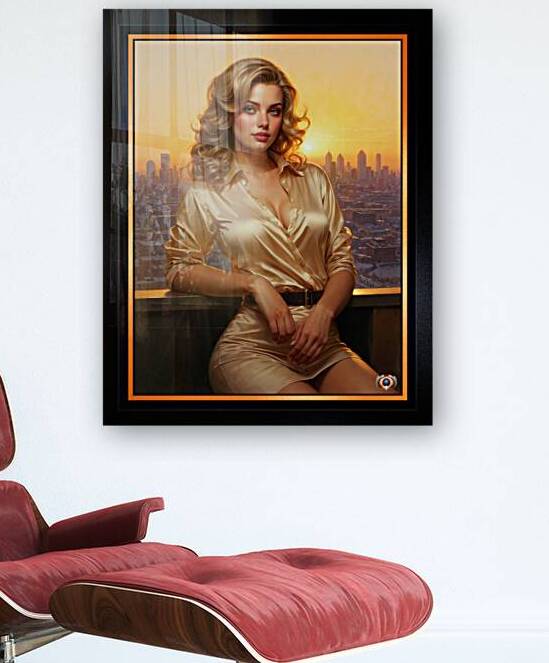 An Elegant Blonde In Satin Dress Against Sunset Cityscape Captivating AI Concept Art by Xzendor7 by xzendor7