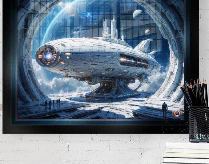 Tallous Space Cruiser Docked In The Prevlous Spaceport Awe-Inspriring AI Concept Art by Xzendor7 by xzendor7