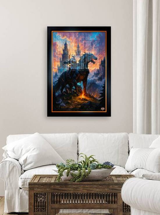 Epic Fantasy Of A Dark Knight Riding A Dragon Steed Before A Gothic Castle Awe-Inspiring AI Concept Art by Xzendor7 by xzendor7