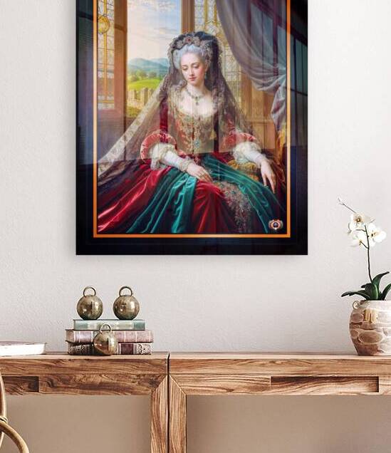 An Elegant Aristocratic Woman In Opulent Red And Green Gown With Veil And Jewels Mesmerizing AI Concept Art by Xzendor7 by xzendor7