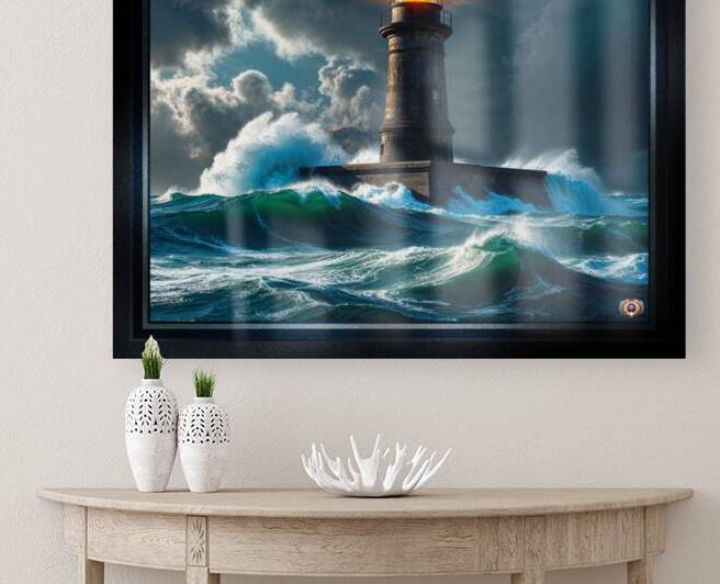 Lighthouse Amidst Stormy Seas Surviving Natures Fury Dynamic AI Concept Art by Xzendor7 by xzendor7