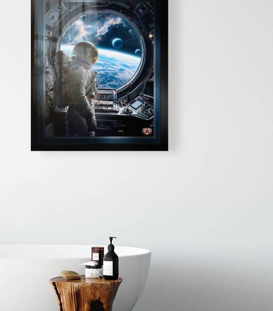 Astronaut Contemplates The Cosmos Through The Viewport Of A Space Buoy Breathtaking AI Concept Art by Xzendor7 by xzendor7
