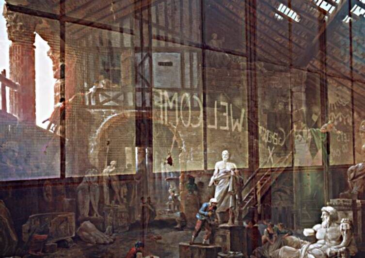 Studio of an Antiquities Restorer in Rome by Hubert Robert by xzendor7