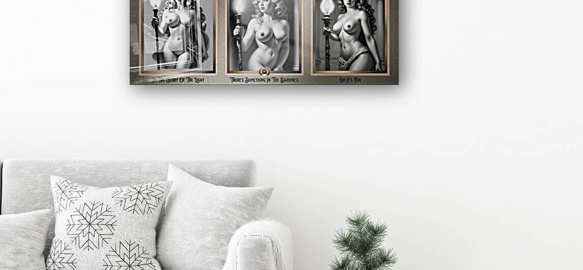Guardians Of Light And Shadow Vintage Nude Portrait Illustration Trilogy Stunning AI Concept Art by Xzendor7 by xzendor7
