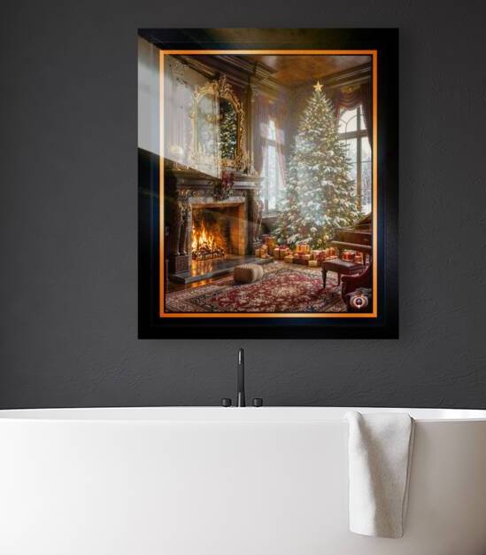 Enchanting Classic Christmas Elegance With A Grand Tree And Fireplace Delightful AI Concept Art by Xzendor7 by xzendor7