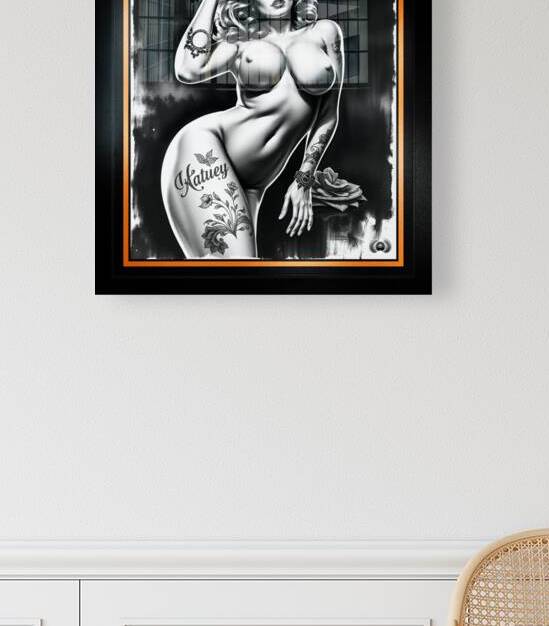 Vintage Black And White Sultry Pinup Glamour Girl Nude Gorgeous AI Concept Art by Xzendor7 by xzendor7