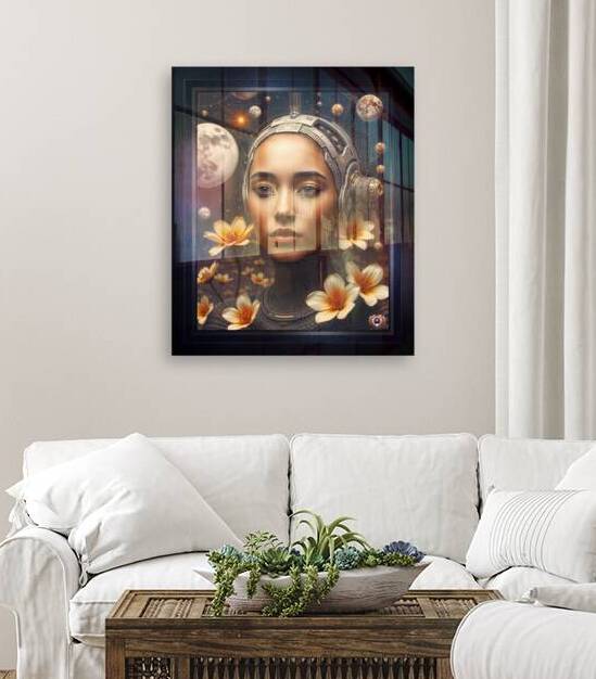 A Cosmic Portrait of a Woman Amidst Stars and Flowers Enchanting AI Concept Art by Xzendor7 by xzendor7