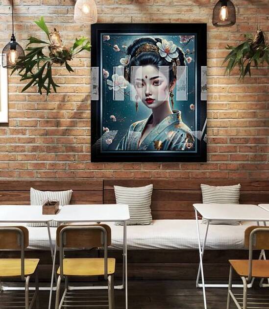 The Timeless Grace Of Airi Doi In Traditional Floral Attire Mesmerizing AI Concept Art by Xzendor7 by xzendor7