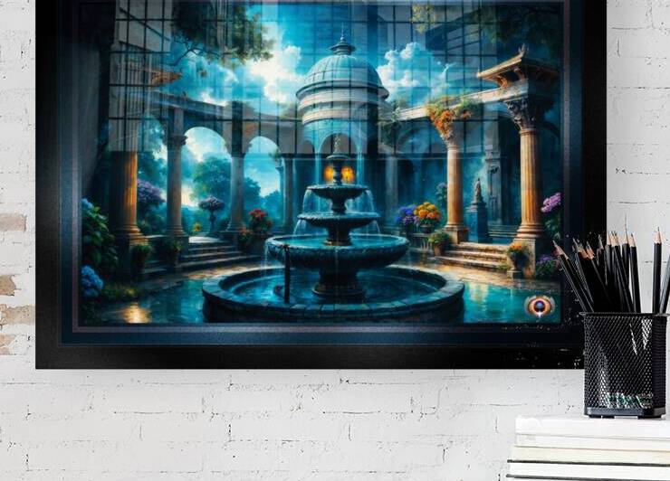 A Majestic Fountain In The Timeless Sanctuary Of The Keplus Garden Enchanting AI Concept Art by Xzendor7 by xzendor7