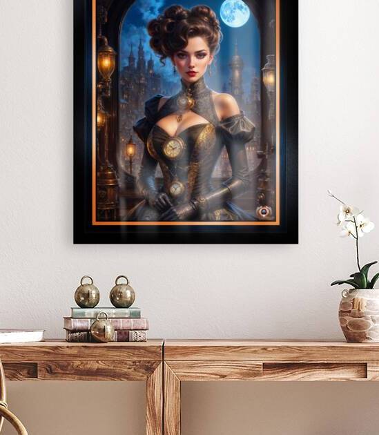 Steampunk Maven Evangeline Montclair Amidst Ancient Architecture Under A Full Moon Mesmerizing AI Concept Art by Xzendor7 by xzendor7