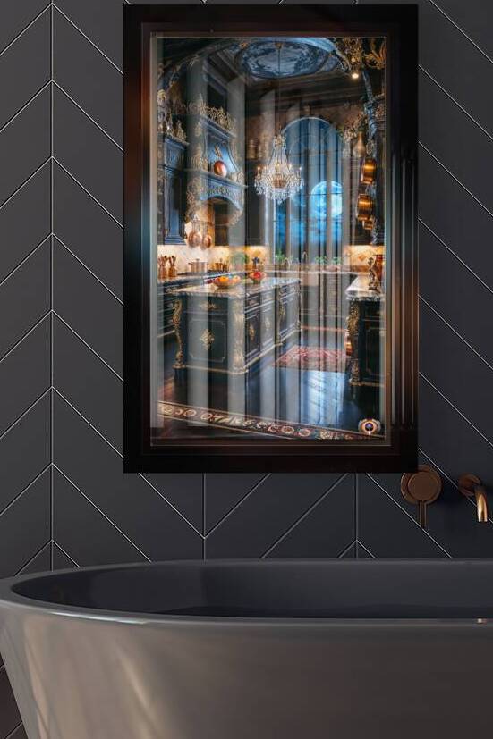 Moonlit Elegance Of A Luxurious Classic Kitchen Captivating AI Concept Art by Xzendor7 by xzendor7