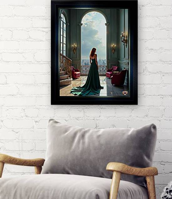 An Elegant Woman In Green Within A Grand Serene Space Elegant AI Concept Art by Xzendor7 by xzendor7