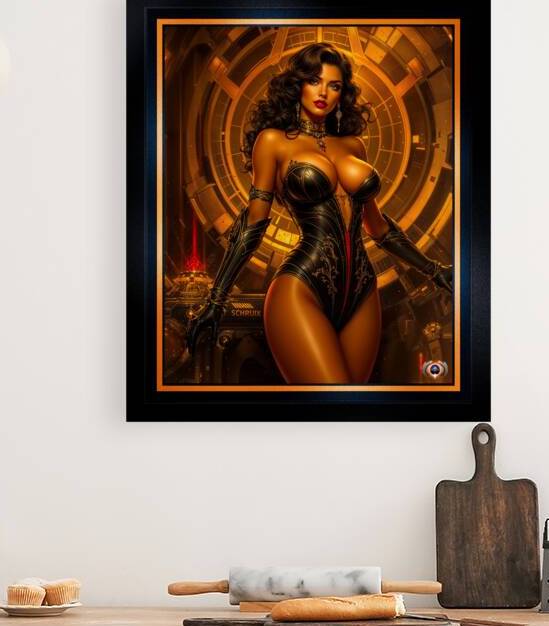 Gilded Portrait Of The Stunning Amara Leonora In Her Lair Gorgeous AI Concept Art by Xzendor7 by xzendor7