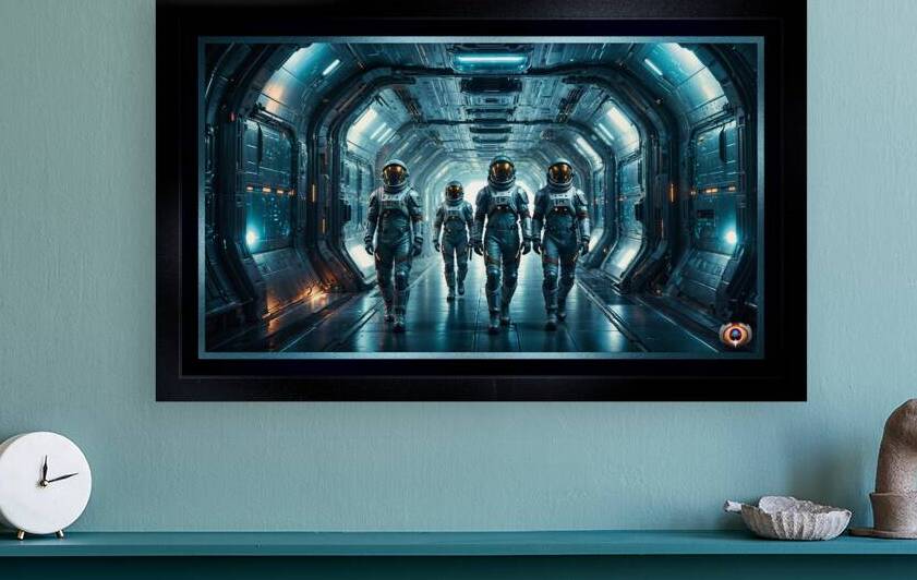 Astronaut Rescue Crew Marching Through a Futuristic Starship Corridor AI Concept Art by Xzendor7 by xzendor7