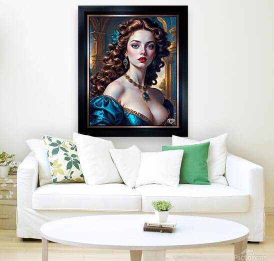 Mesmerizing Portrait Of Matera Veridia In Teal Silk And Gold Embroidery Captivating AI Concept Art by Xzendor7 by xzendor7