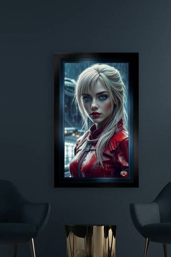 Captivating Portrait Of Charlotte Lieselotte In Red Leather Amidst The Rain Mesmerizing AI Concept Art by Xzendor7 by xzendor7