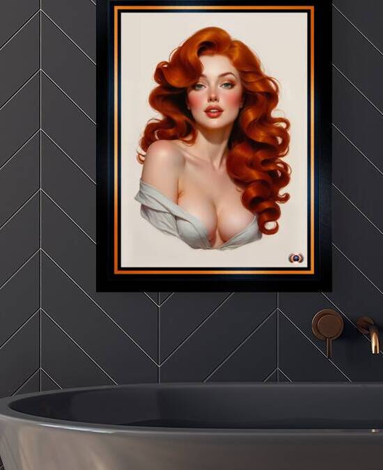 The Crimson Portrait Of Pinup Girl Beauty Ailyia Vacelious Mesmerizing AI Concept Art by Xzendor7 by xzendor7