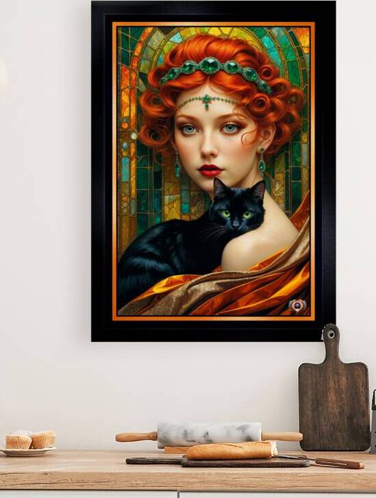 Belle Epoque Portrait Of Ellsie Rhyline And Her Black Cat Captivaing AI Concept Art by Xzendor7 by xzendor7