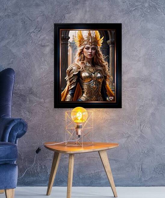 Regal Female Portrait Of Vesperia Zanricci In Golden Armor Mesmrizing AI Concept Art by Xzendor7 by xzendor7